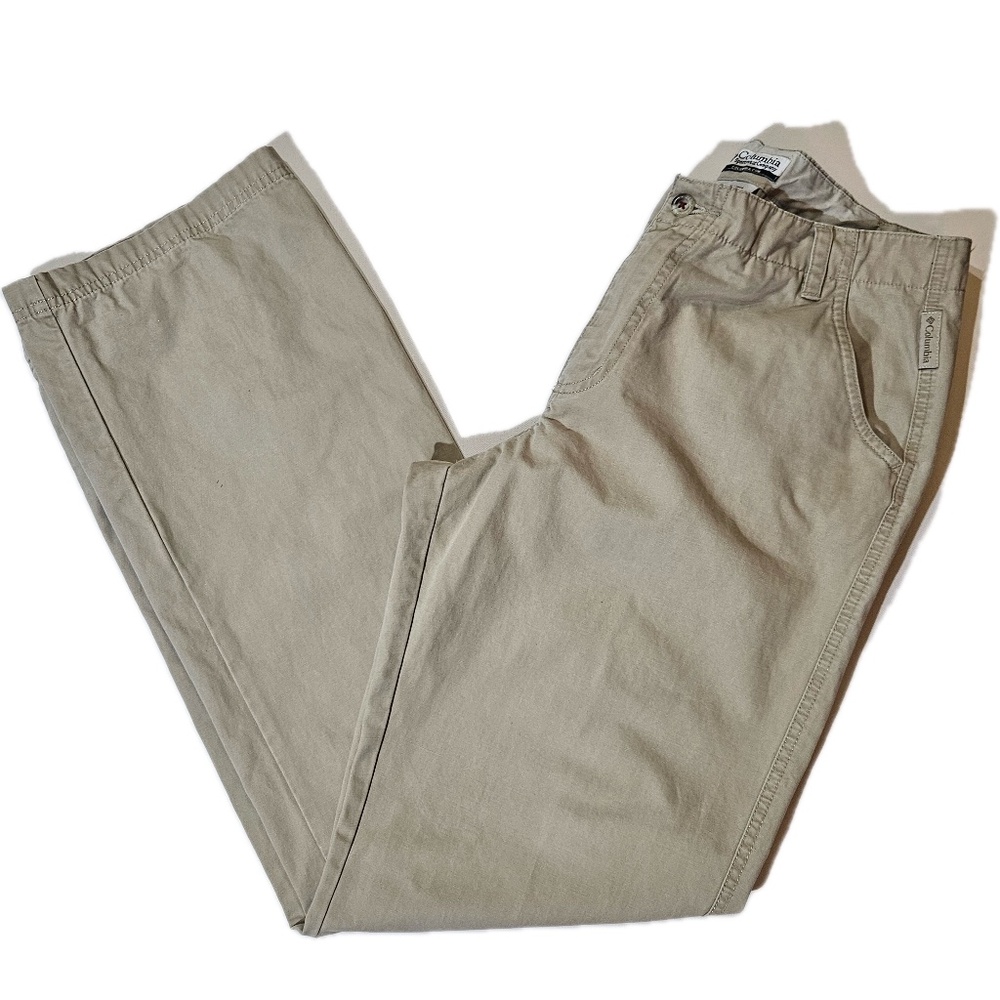 Columbia Pants Womens 10‎ Khaki Elastic Waist Hem Casual Hiking Cotton Chino